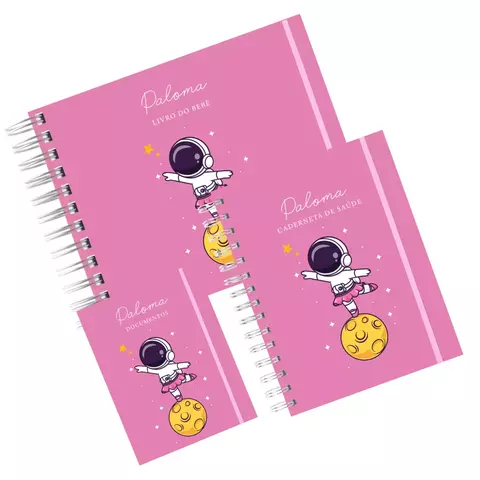 Combo Laços de Amor - Livro do Bebê + Caderneta de Saúde + Porta documentos - Astronauta Menina - comprar online