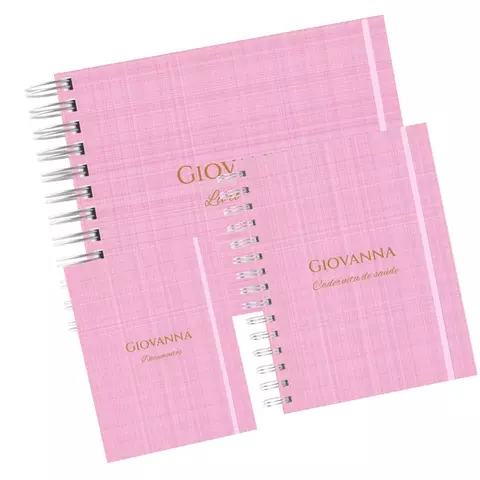 Combo Laços de Amor - Livro do Bebê + Caderneta de Saúde + Porta documentos - Minimalista Rosa - comprar online