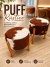 Puff Decorativo em Couro Natural com Pés de Madeira