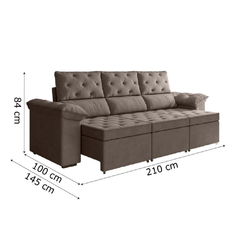 Sofá Retrátil 3 Lugares 2,10M York Suede Marrom Marrom - comprar online
