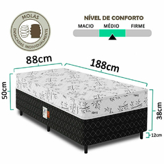 Cama Box Solteiro Molas Ensacadas Espuma D33 Ultra Confort 88x188x50cm Vstore na internet