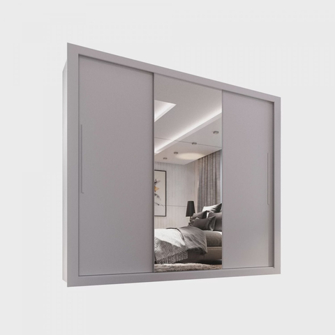 Guarda-Roupa Casal 3 Portas com Espelho Central e 4 Gavetas Costa Rica