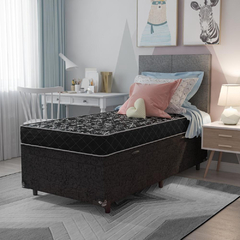 Cama Box Baú Solteiro + Colchão Espuma D20 - 56x88x188cm