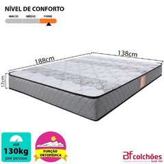 Colchão Casal Ortopédico Firme Espuma D33 Antialérgico Certificado 138x188x17cm - - TracTools