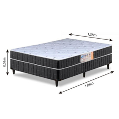 Cama Box Casal Conjugado Preto/Branco Flor - TracTools