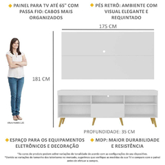 Rack com Painel TV 65 Retrô Flórida Up MP1042 Branco/Natural na internet