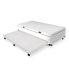 Cama Box com Baú com Auxiliar Branca 88cm