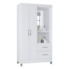 Guarda Roupa Solteiro Ambiente Cordoba 2 Portas Branco Brilho