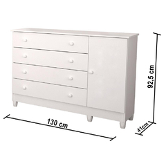Cômoda Infantil 4 Gavetas com Fraldário Taís Branco Brilho na internet