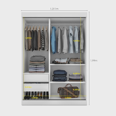 Guarda-Roupa Solteiro 2 Portas de Correr 2 Gavetas Peônia - comprar online