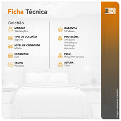 Colchão Viúva Washington Espuma D23 Liso 128x188x14cm - comprar online