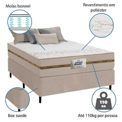 Cama Box Casal Colchão Molas Flora Bege 138x188x60cm Marrom - comprar online
