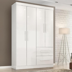 Guarda Roupa Solteiro Tokio 4 Portas 2gav Branco