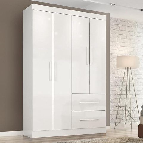 Guarda Roupa Solteiro Tokio 4 Portas 2gav Branco