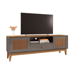 Rack Esmeralda Cinza Pérola e Noce 160 cm - TracTools