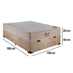 Cama Box Baú Casal Suede + Colchão Casal Molas Ensacadas Airtech Springpocket 69x138x188 Suede Bege na internet