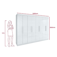 Guarda-roupa Casal Easy Slim 8 Portas Com Espelho Branco na internet