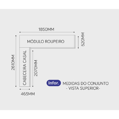 Guarda-Roupa Casal com Cabeceira Queen e Espelho 4 Portas de Correr 3 Gavetas - comprar online