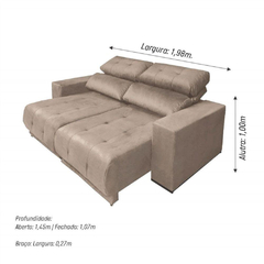 Sofá Retrátil Reclinável 3 Lugares Tecido Veludo Choco Choco - comprar online