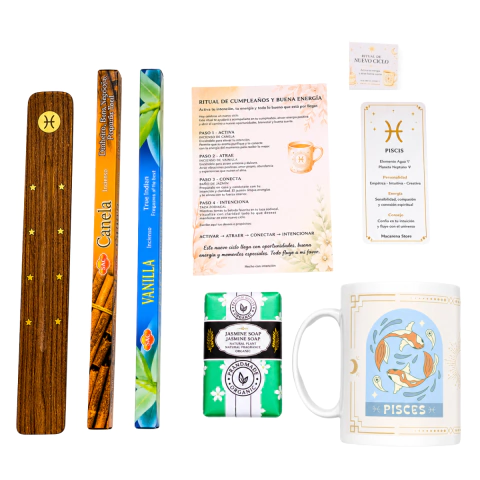 Combo Ritual Zodiacal Piscis – Mug Signo Piscis con Ritual de Armonía y Buena Energía