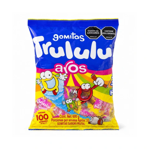 Gomitas Trululu Aros x 100 Unidades | Frutales y divertidas