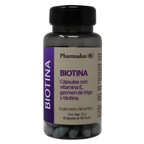 Biotina 30 Cáps. De 700 Mg C/u Suplemento Sabor Sin Sabor