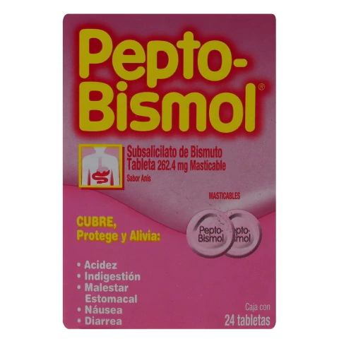 Pepto Bismol Tabletas Sabor Original 262 Mg, 24 Tabletas