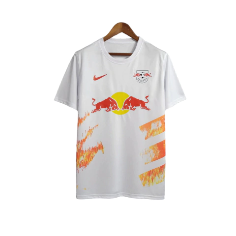Camisa Red Bull Leipzig 23/24 - Torcedor Nike Masculina - Branca com detalhes em amarelo e vermelho