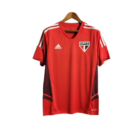 Camisa São Paulo Treino 22/23 Torcedor Masculina - Vermelho com detalhes em preto
