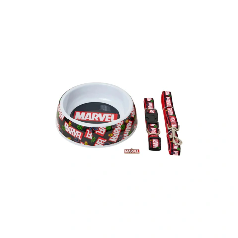 Set Marvel bebedero + correa + collar para perros