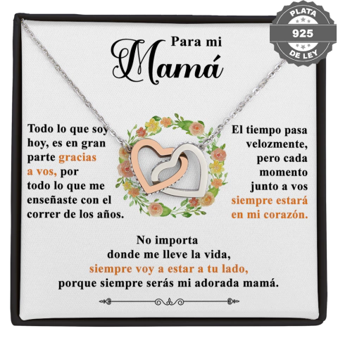 Collar de corazones con tarjeta dedicatoria "Adorada mamá" - comprar online