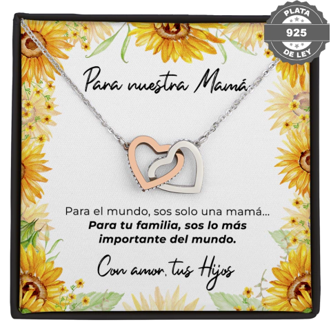 Collar de corazones con tarjeta dedicatoria "Nuestra mamá" - comprar online