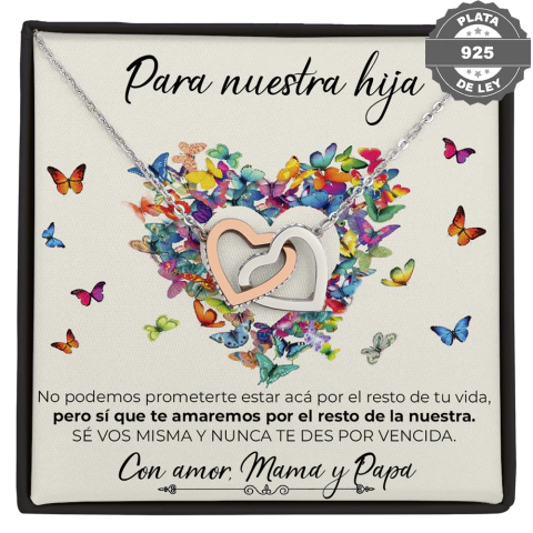 Collar de corazones con tarjeta dedicatoria "Te amaremos siempre" - comprar online