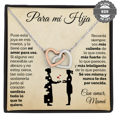 Collar de corazones con tarjeta dedicatoria "Mi amor para vos" - comprar online