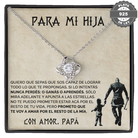 Collar de nudo con tarjeta dedicatoria "Apuntá a las estrellas" - comprar online