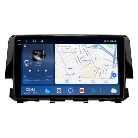 Central Multimídia Civic 17/21 9pol Octacore Android Carplay 12/256gb - comprar online