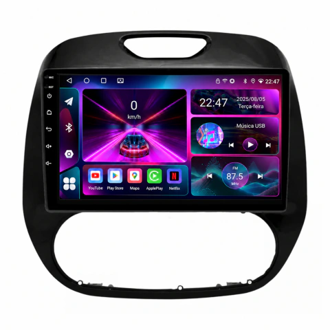 Central Multimidia Captur 2017 a 2023 Quadcore 9p Android Auto e Carplay