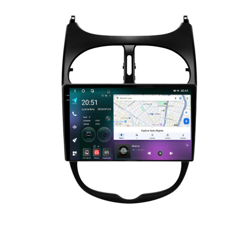 Multimídia 206 04/08 9pol Octacore Android Carplay 4/64gb GPS