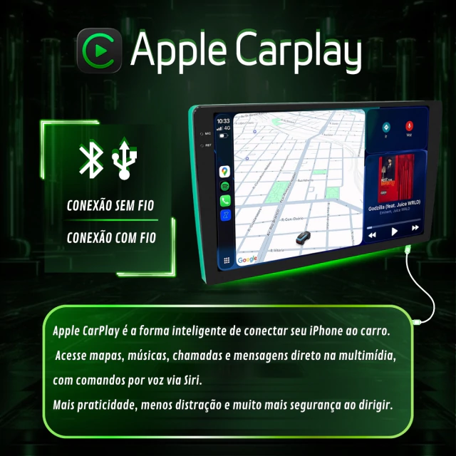 Central Multim�dia Universal 9" KNUP RA-948 - CarPlay e Android Auto sem fio (2DIN Slim) — imagem 2