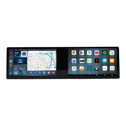 Central Multimídia Universal 23pol Duas Telas Android Auto Carplay Octacore 8gb 128gb 4k Tela Dupla - comprar online