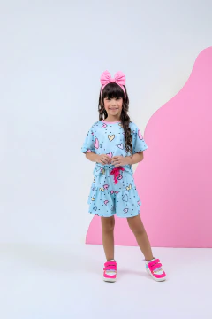 Conjunto Maria corações (short estilo saia )