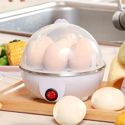 Cozedor Elétrico de Ovos 1 Andar – Cooker Compacto com Tampa Transparente | Até 7 Ovos Perfeitos em Minutos