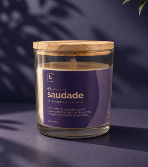 Vela - saudade (flor de algodão)