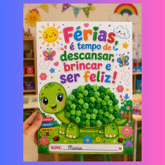 Férias, é Tempo de Descansar, Brincar e Ser Feliz! - carimbo da mãozinha - comprar online