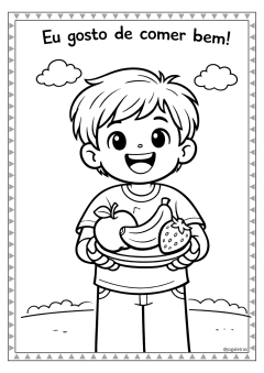 Comer Bem é Muito Legal! Livro para Colorir - 12 páginas na internet