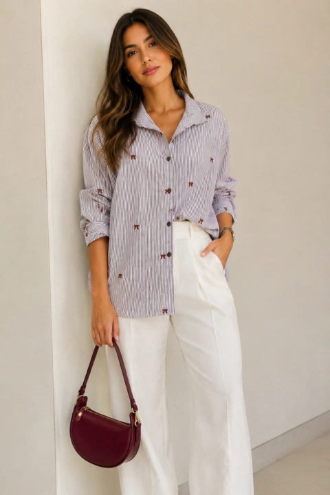 Camisa Listra Laço Imp