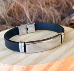 Pulseira Masculina com Placa para Gravar - Personalizável | Aço Inox