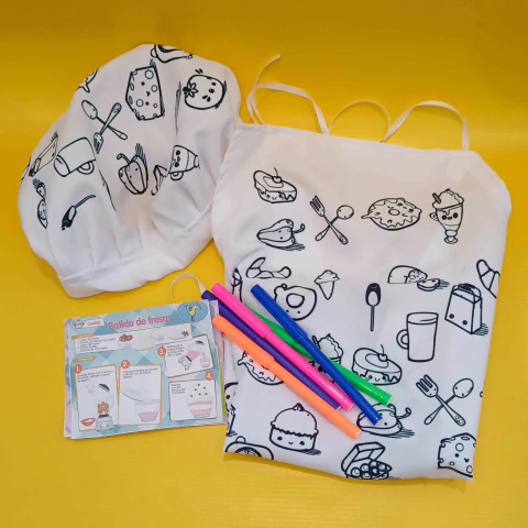 Delantal y gorro para pintar lavable