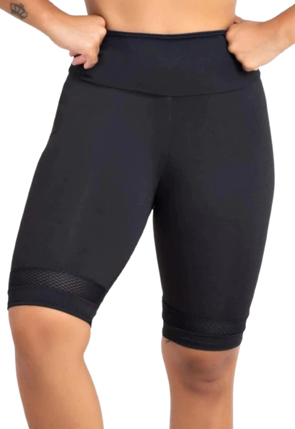 Bermuda Ciclista Lisa Preto Fitness Detalhe em Tela | REF: LX142