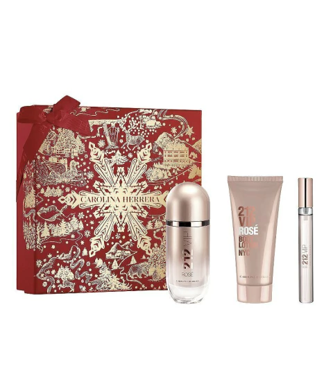 Kit Perfume Carolina Herrera 212 VIP Rose Eau De Parfum Feminino 80ml + Creme Corporal 100ml + Perfume Travel Size 212 V - comprar online